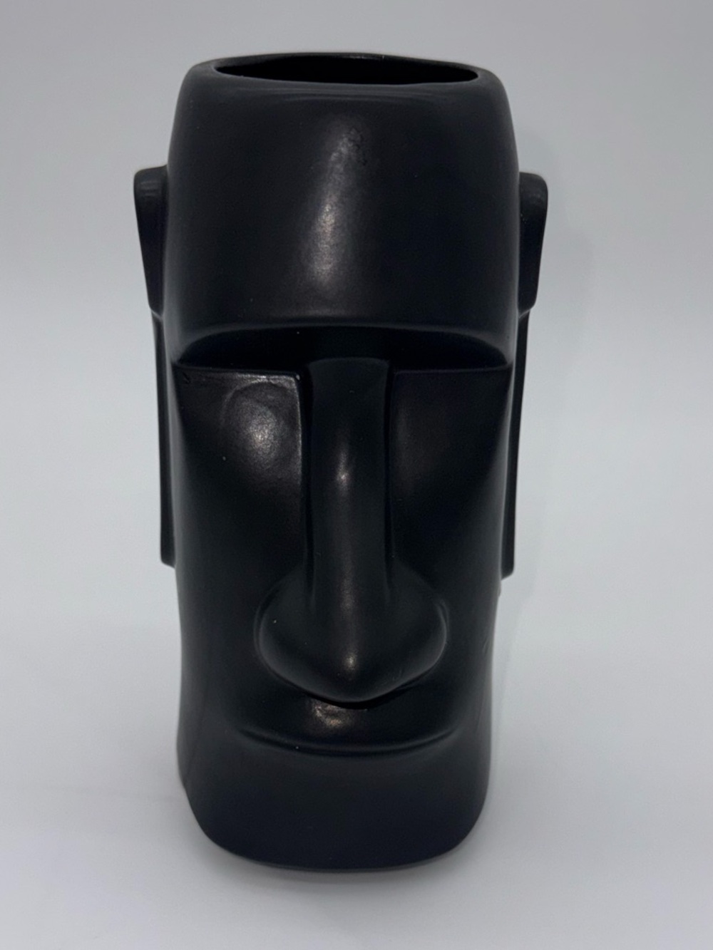 Vintage Otagiri OMC Japan Black Maoi Easter Island Tiki Mug Vase Figure 7 1/2"